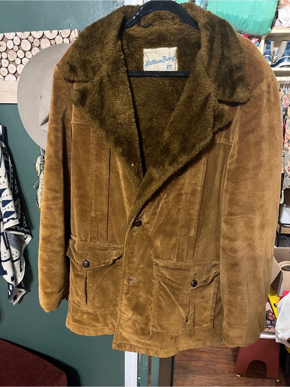 William Barry Men's Tan/Brown Corduroy Sherpa Jacket